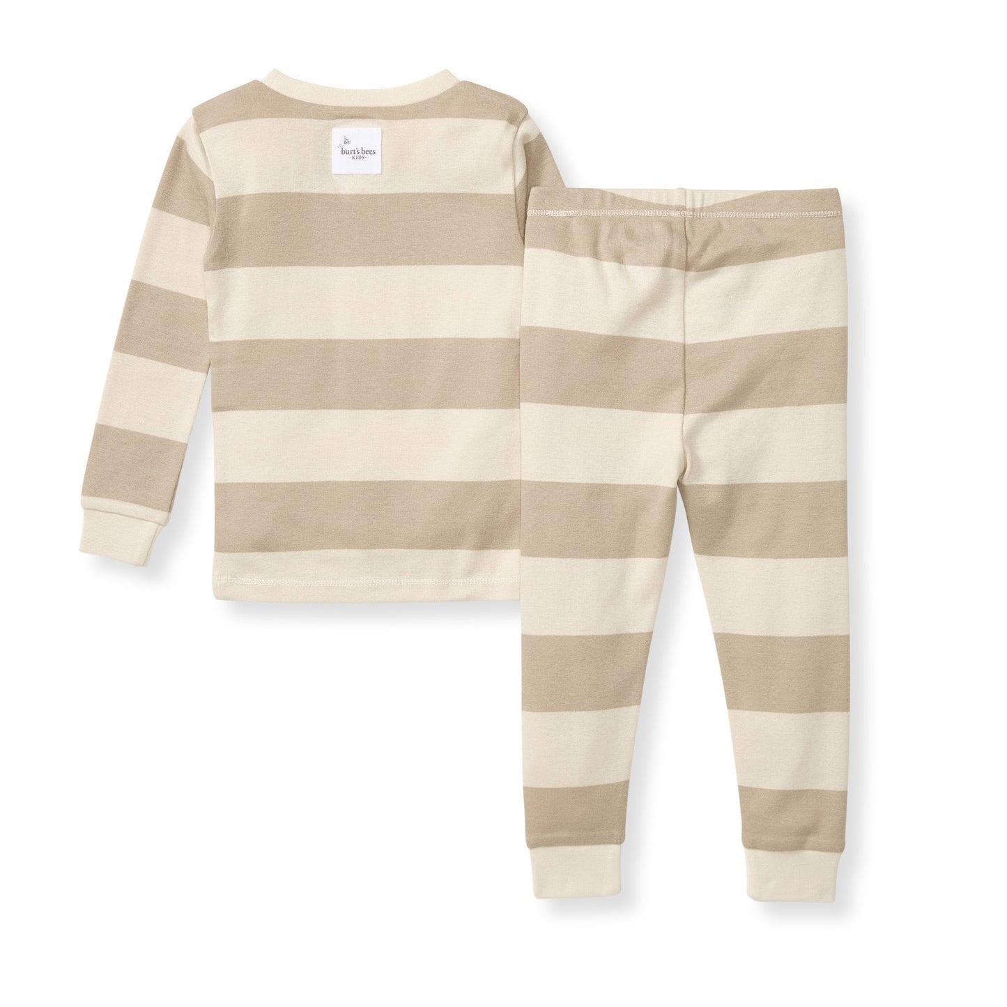 Mommy & Me Rugby Stripe Organic Cotton Two-Piece Pajamas - Oat