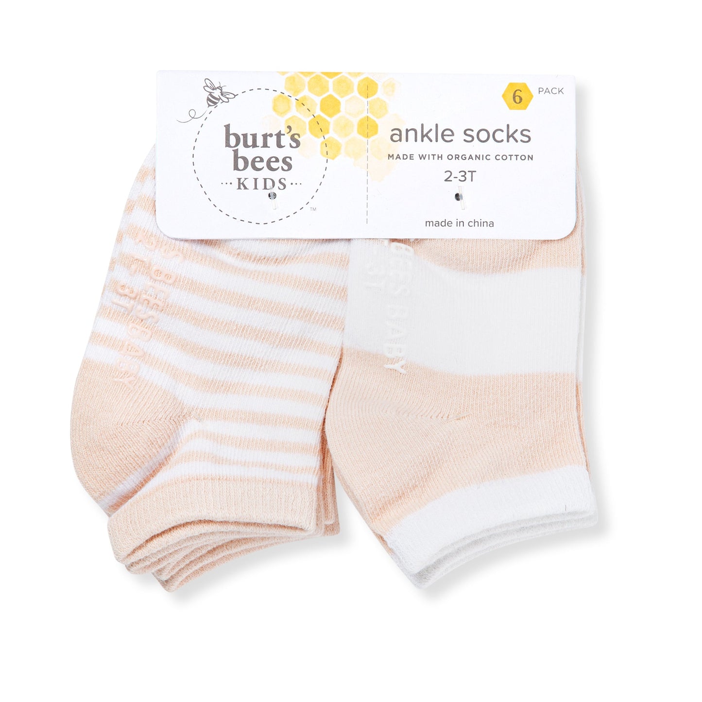 Solid & Stripes Organic Cotton Baby Ankle Socks 6 Pack - Ranunculus