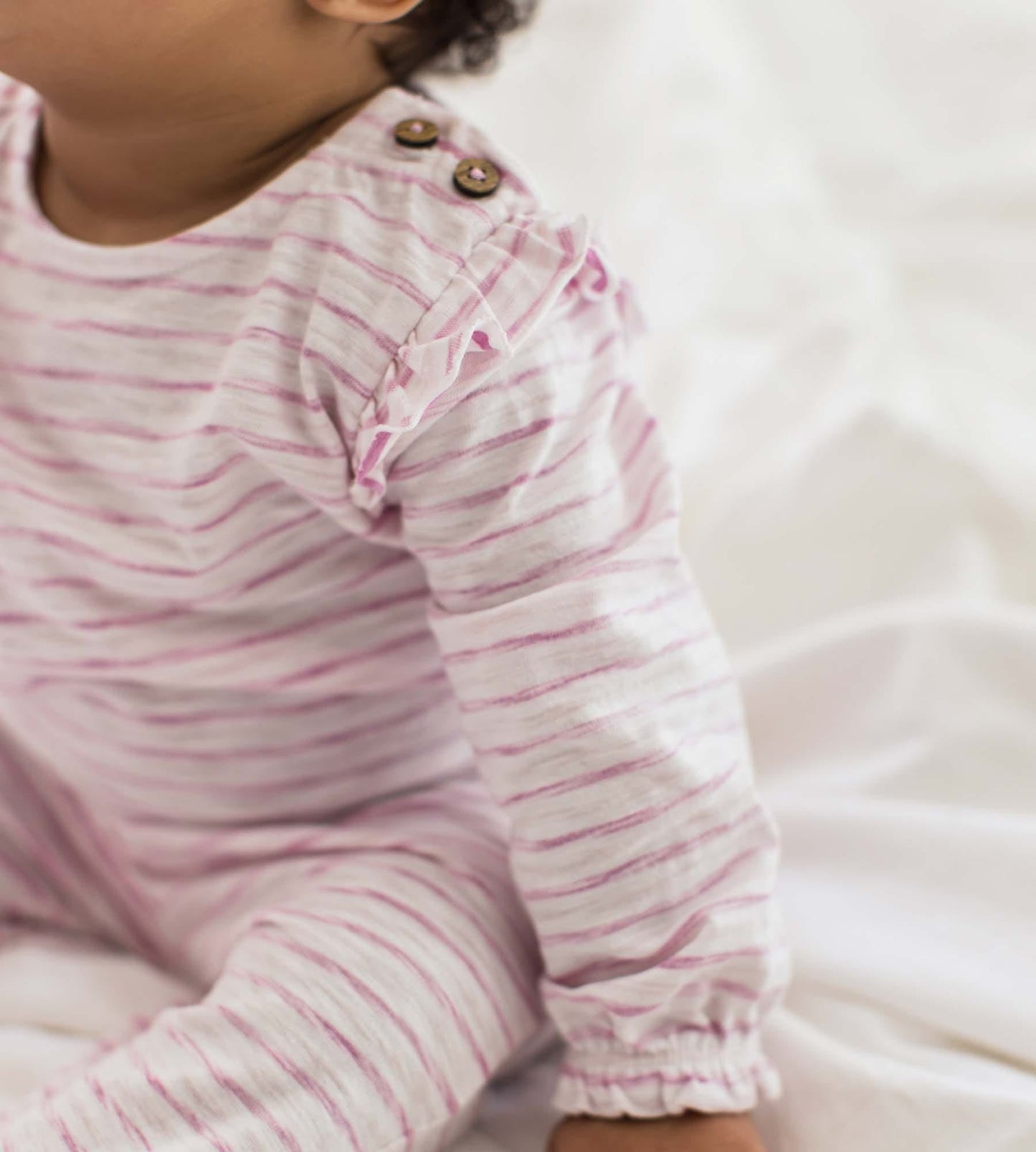 Slub Stripe Baby Girl Bodysuit Set