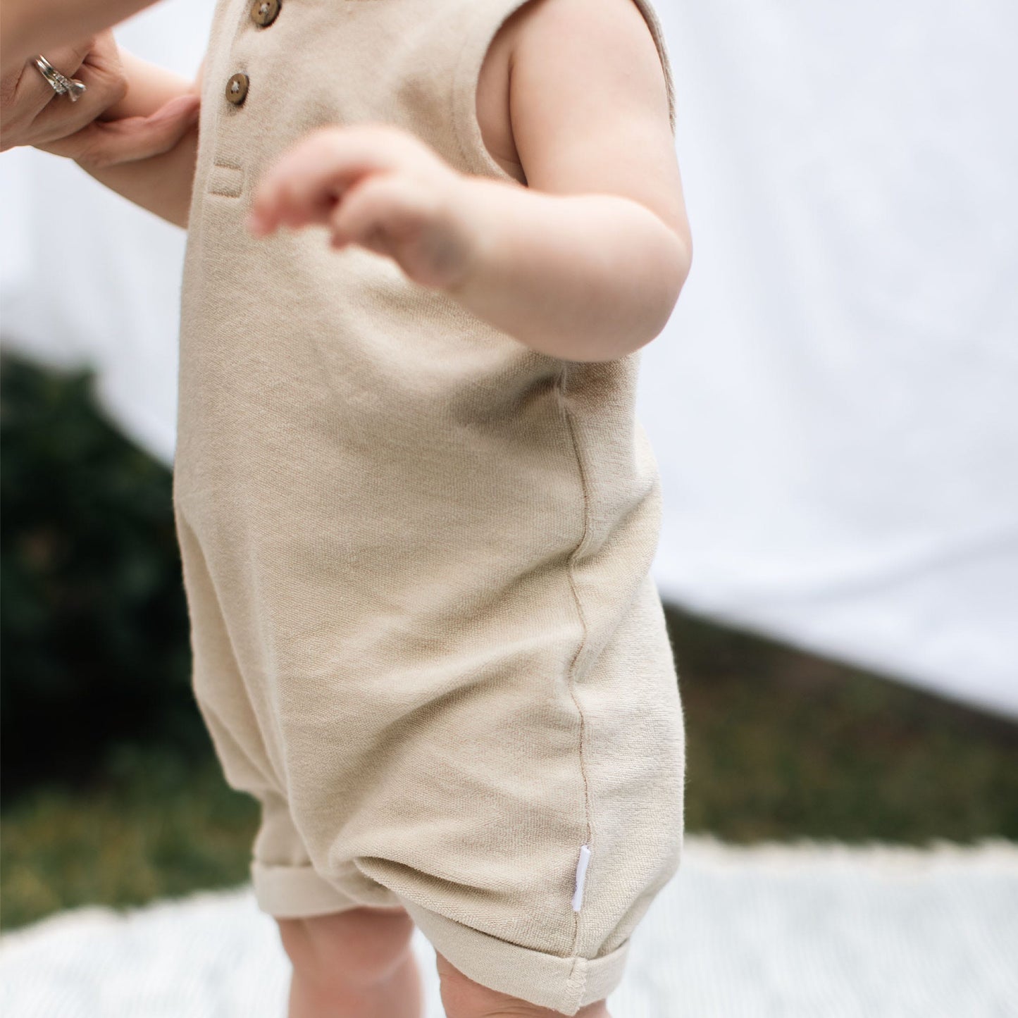 Organic Cotton Terry Romper - Fossil