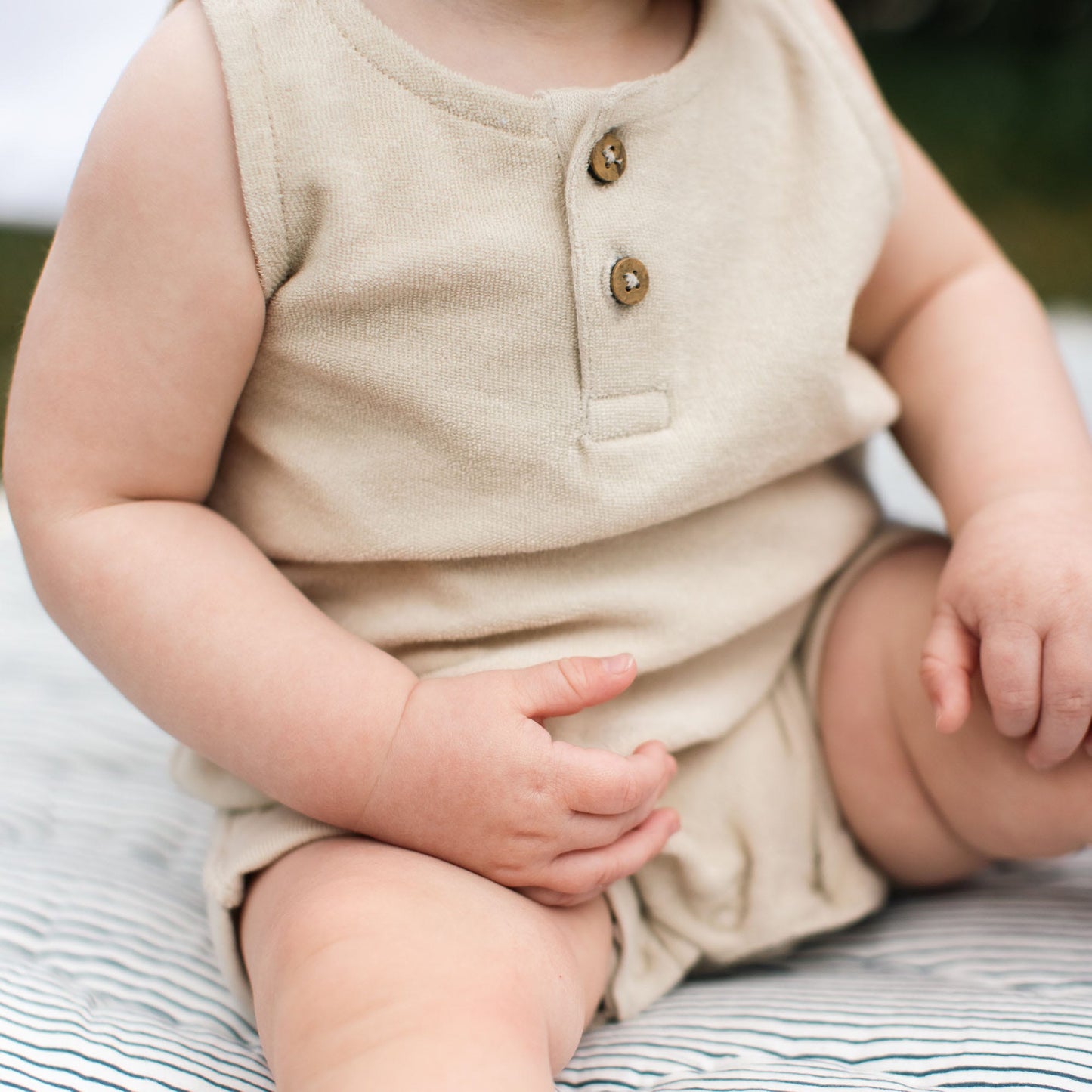 Organic Cotton Terry Romper - Fossil