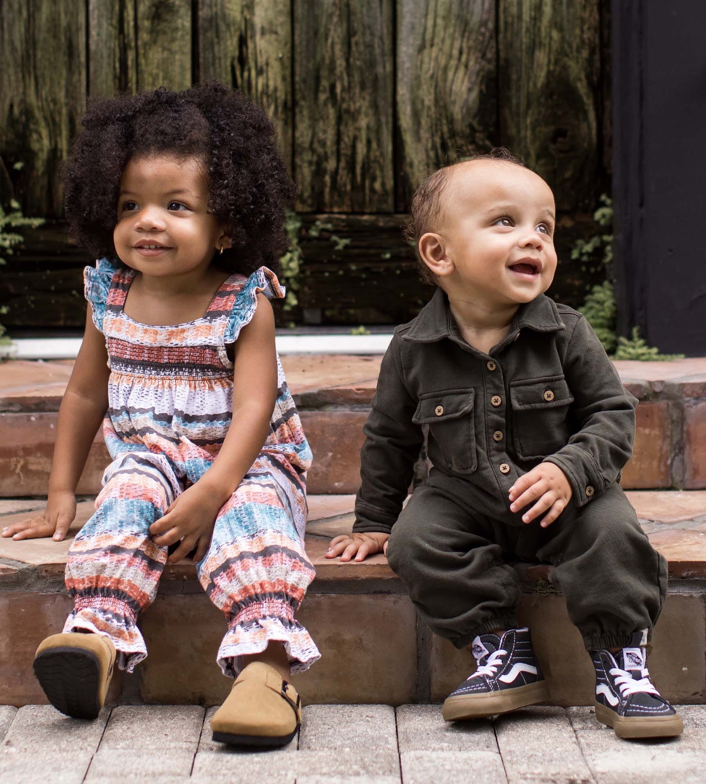 Button Down Organic Cotton Jumpsuit - Shadow