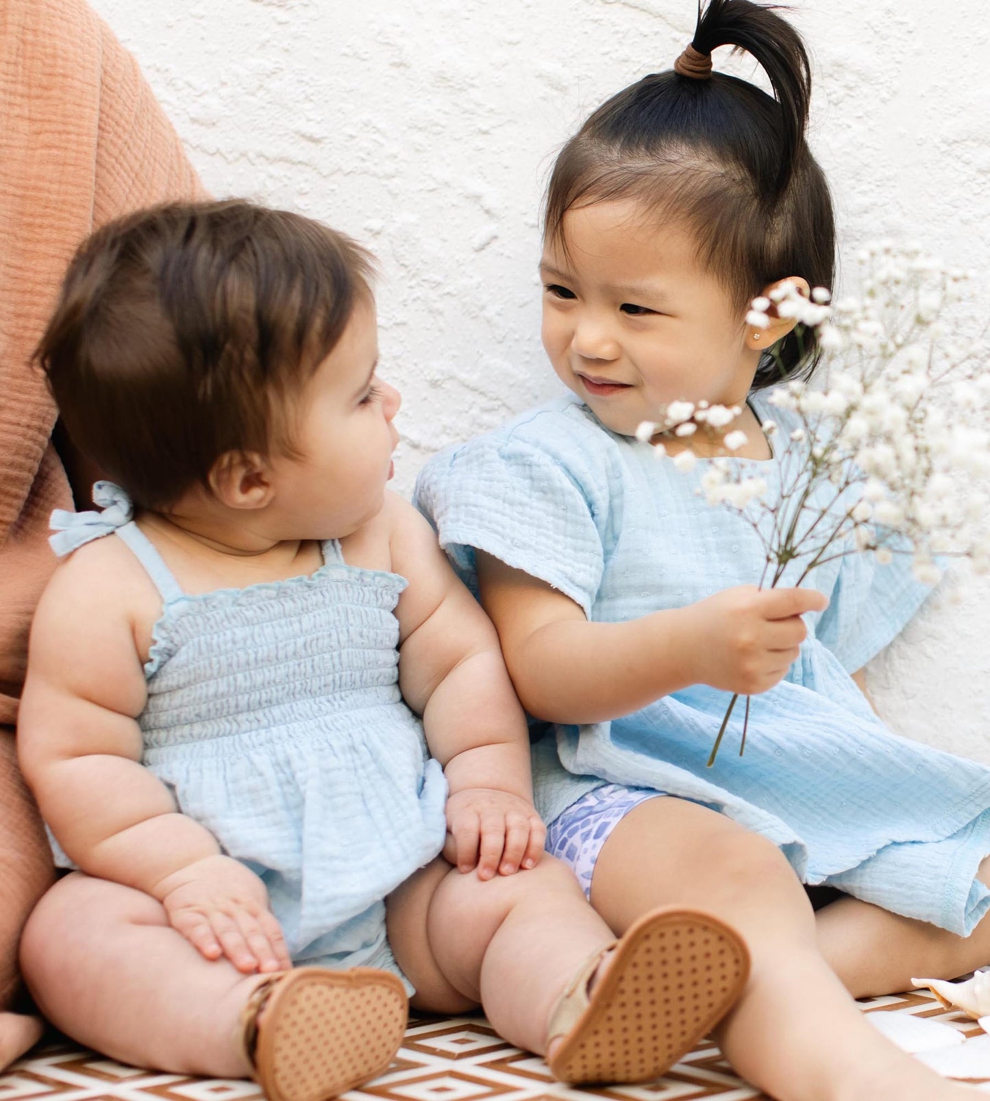 Dotted Muslin Organic Cotton Girl Top & Shorts Set