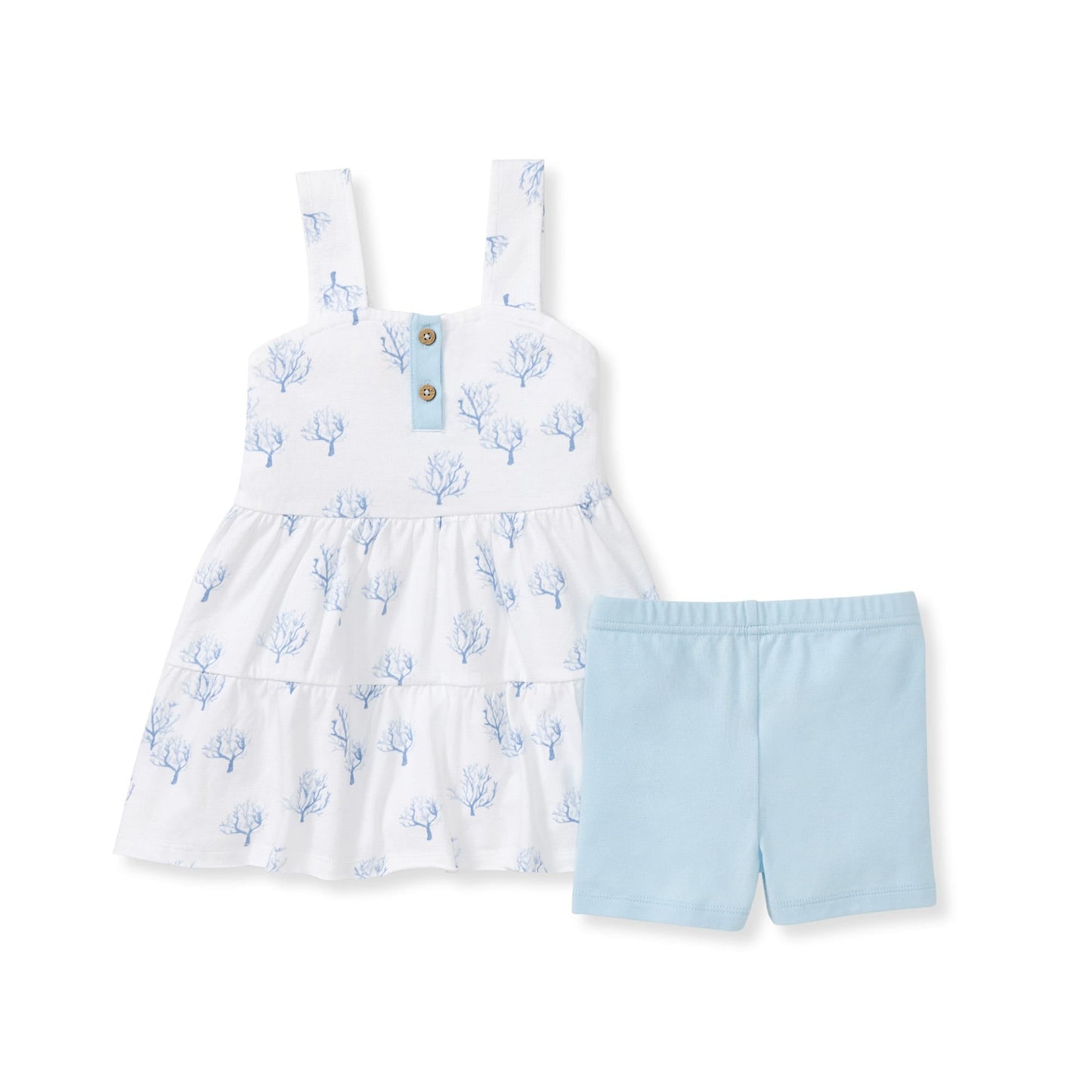 Coral Organic Cotton Girl Tunic & Shorts Set