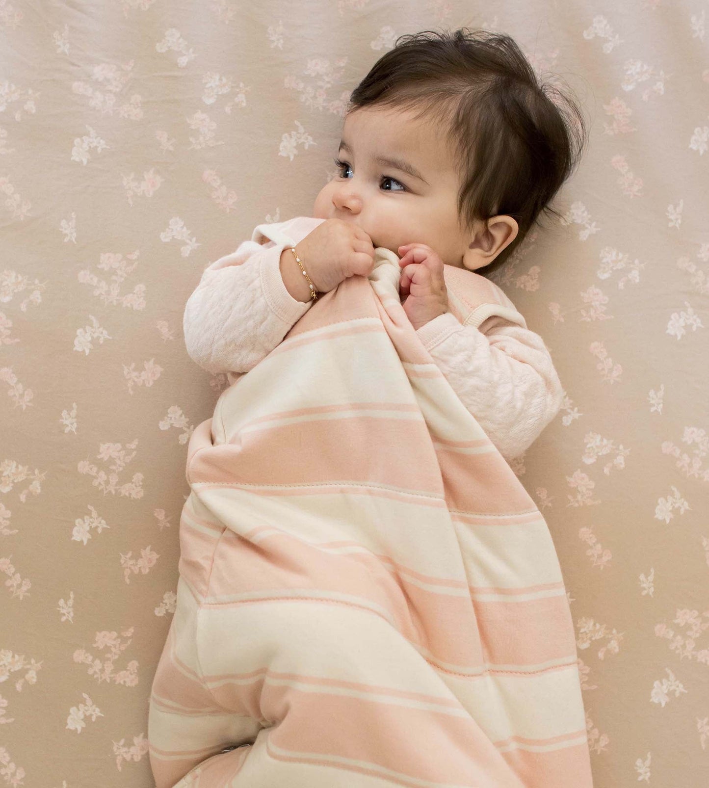 Rugby Stripe Organic Warmer Beekeeper™ Wearable Baby Blanket - Pink Sand