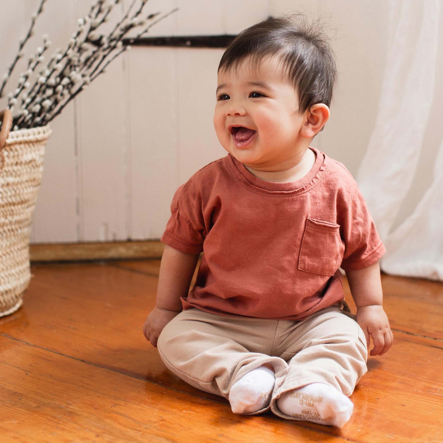 Drop Shoulder Organic Boy Tee & Pants Set - Cedar
