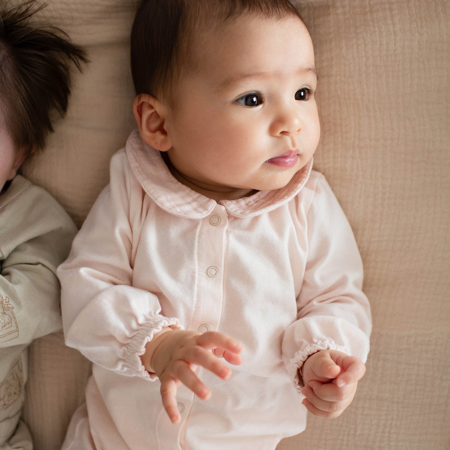 Muslin Collar Baby Girl Pink Jumpsuit