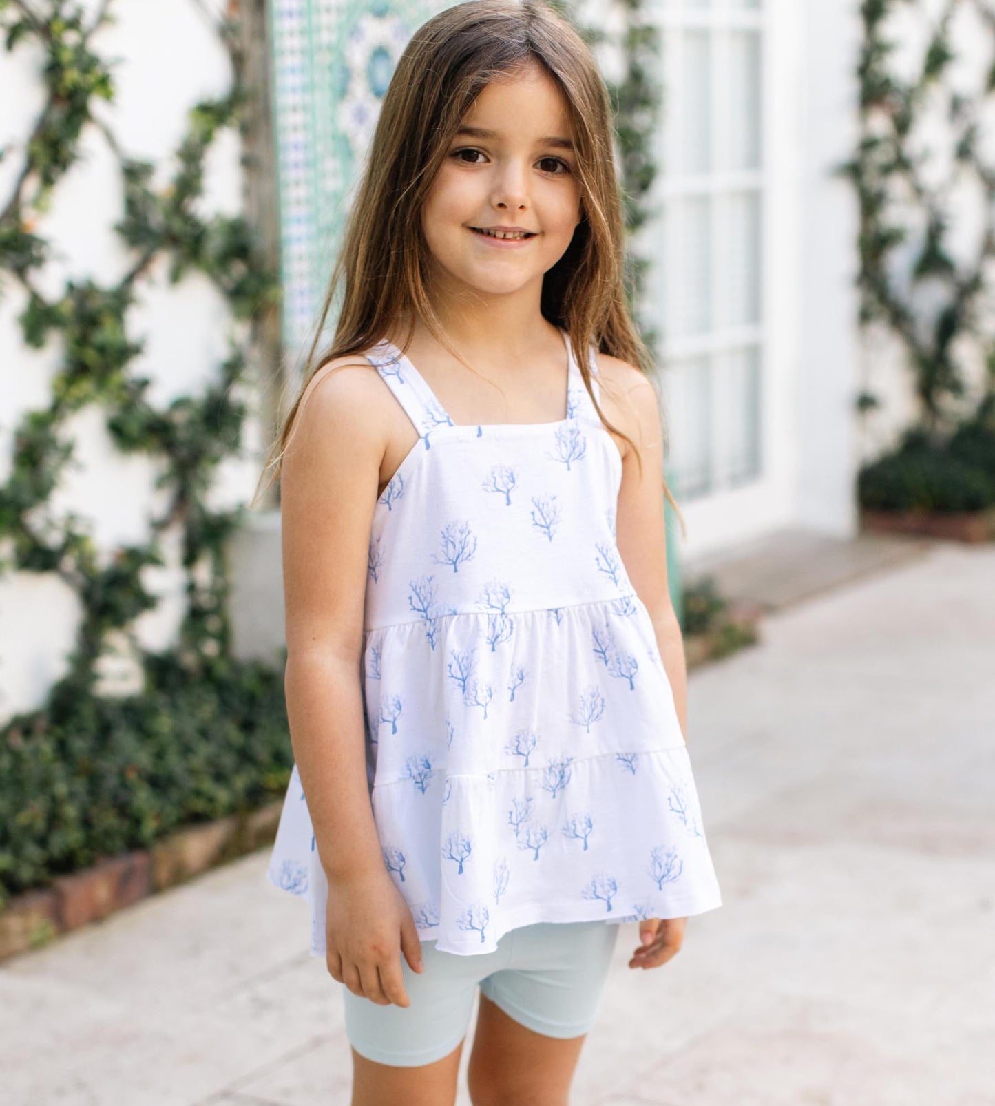Coral Organic Cotton Girl Tunic & Shorts Set