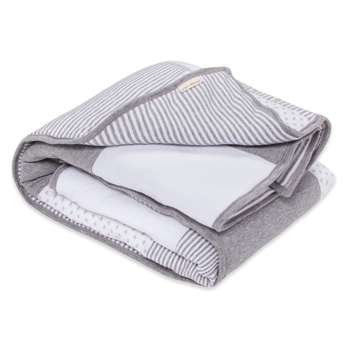 Dottie Bee Organic Cotton Reversible Baby Quilt - Heather Grey