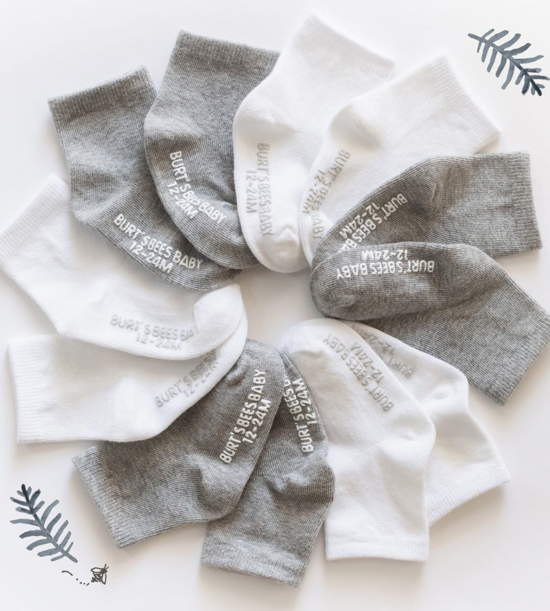 Solid Organic Cotton Baby Crew Socks 6 Pack