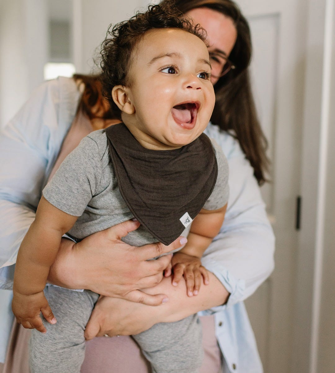 Organic Muslin Baby Bandana Bibs - Ash
