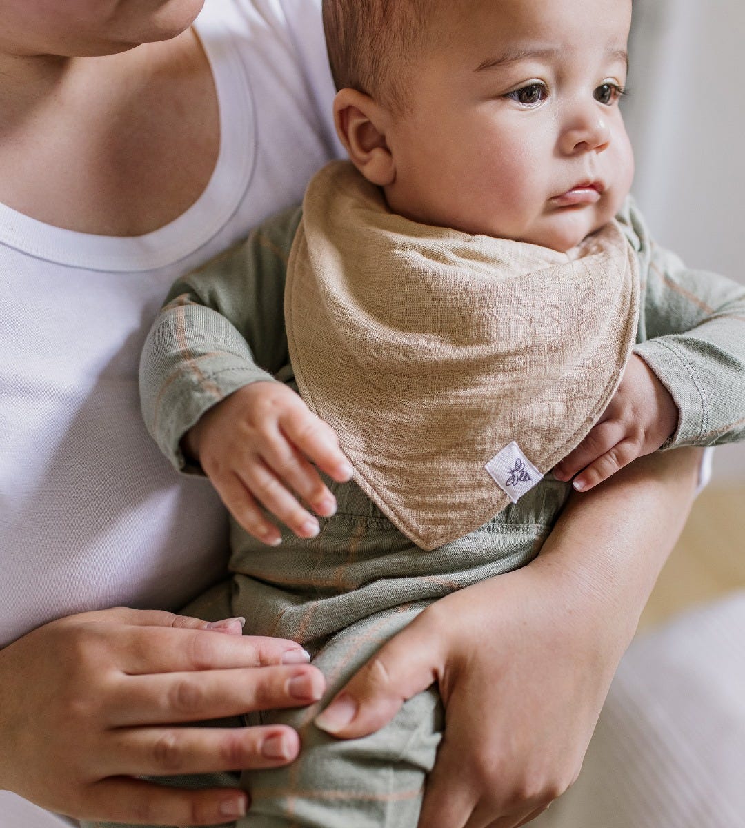 Organic Muslin Baby Bandana Bibs - Ash