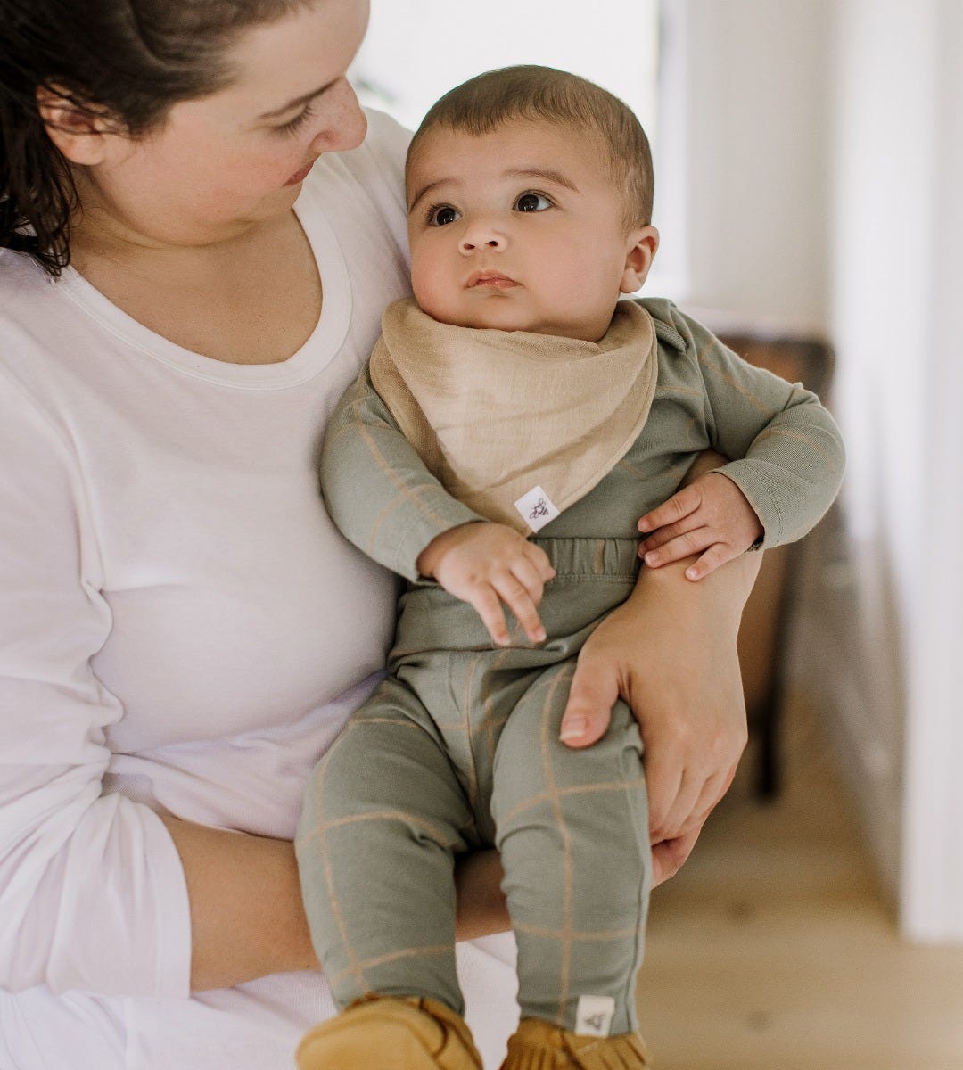 Organic Muslin Baby Bandana Bibs - Ash