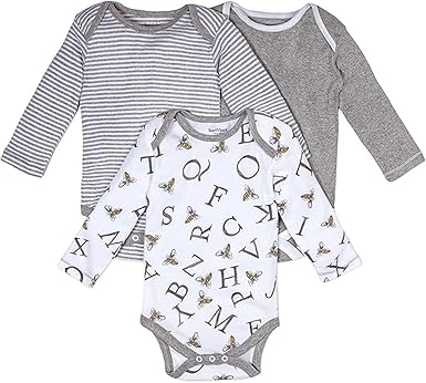 A-Bee-C Long Sleeve Organic Baby Bodysuits 3 Pack