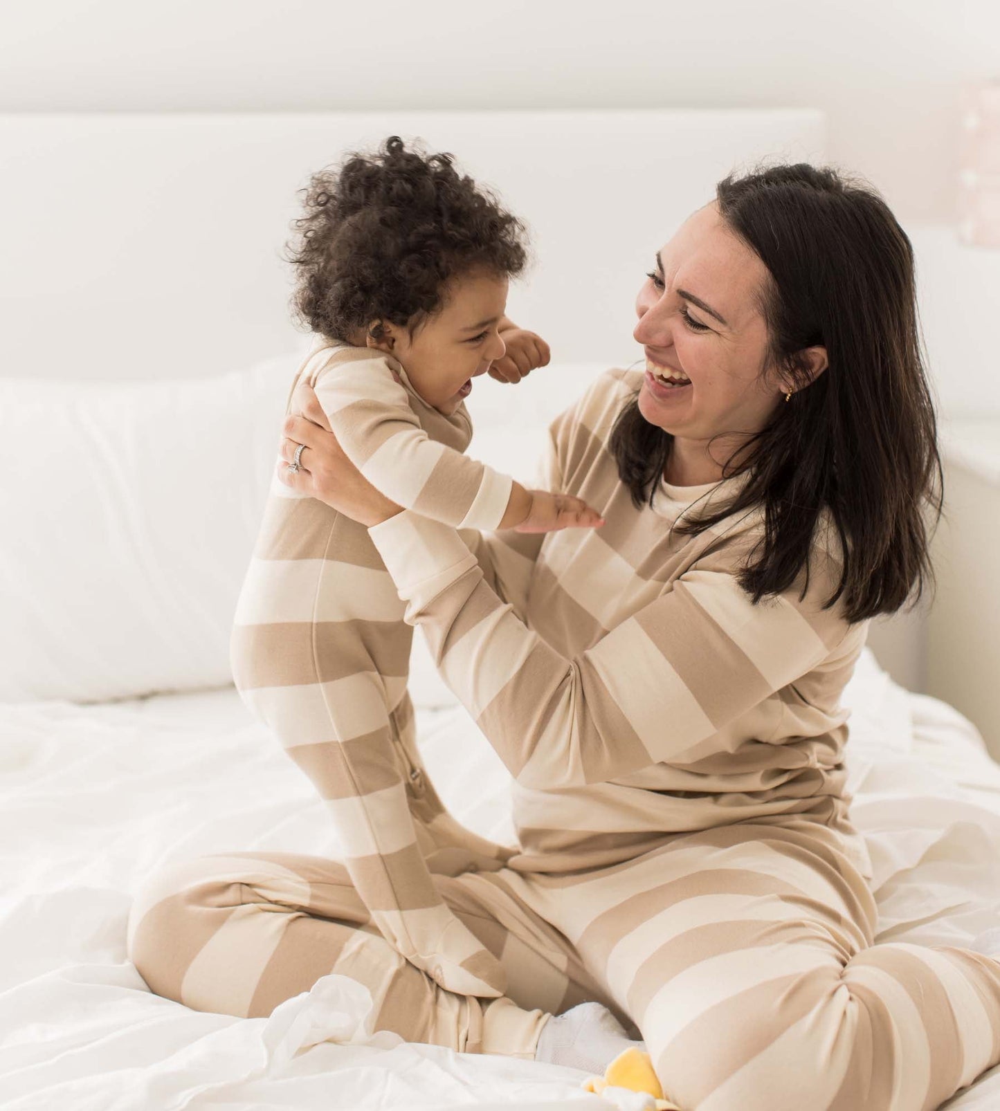Mommy & Me Rugby Stripe Organic Cotton Sleep & Play - Oat