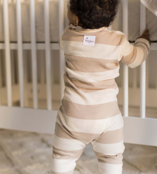Mommy & Me Rugby Stripe Organic Cotton Sleep & Play - Oat