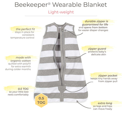Rugby Stripe Organic Beekeeper™ Wearable Baby Blanket - Blossom