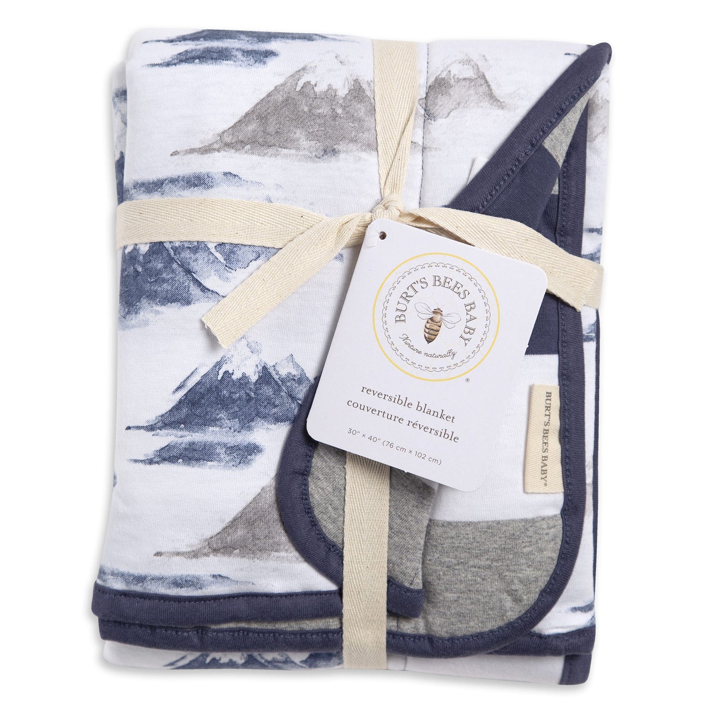 Watercolor Mountains Organic Cotton Reversible Soft Baby Blanket