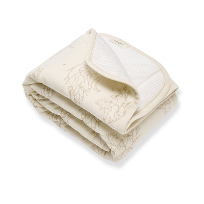 Swaying Branches Organic Cotton Reversible Baby Blanket - Oat