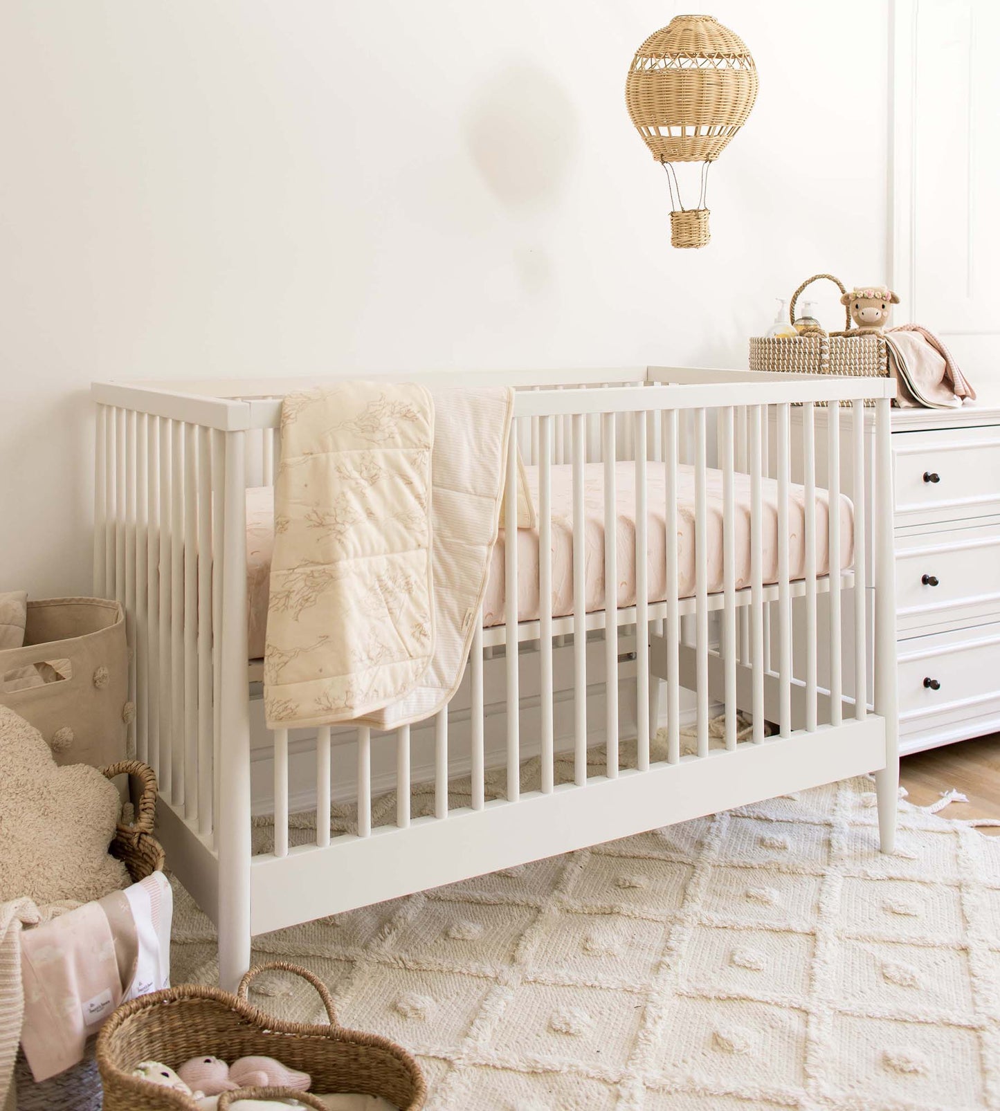 Good Night Sky Organic Cotton Crib Sheets Set of 2 - Limestone