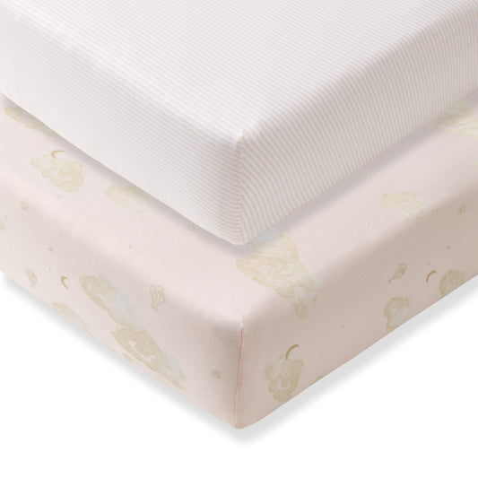 Good Night Sky Organic Cotton Crib Sheets Set of 2 - Ranunculus