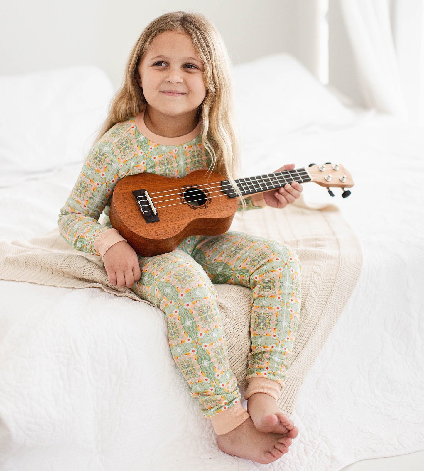 Floral Tile Organic Cotton 2-Piece Girl Pajamas