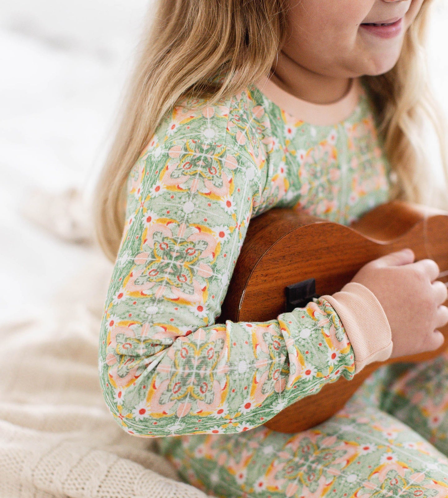 Floral Tile Organic Cotton 2-Piece Girl Pajamas