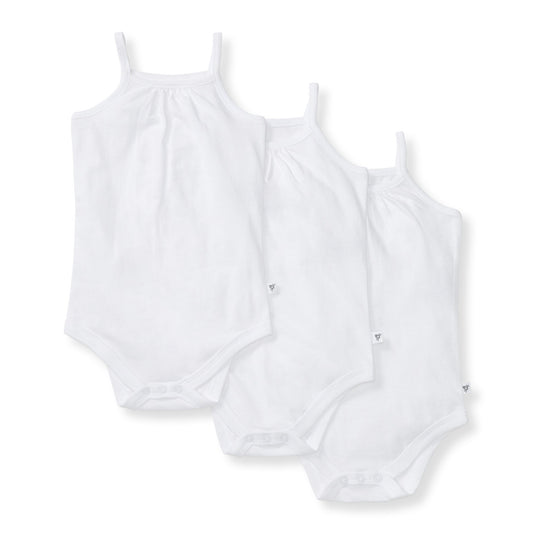 Solid Organic Cotton Baby Camisole Bodysuits 3 Pack