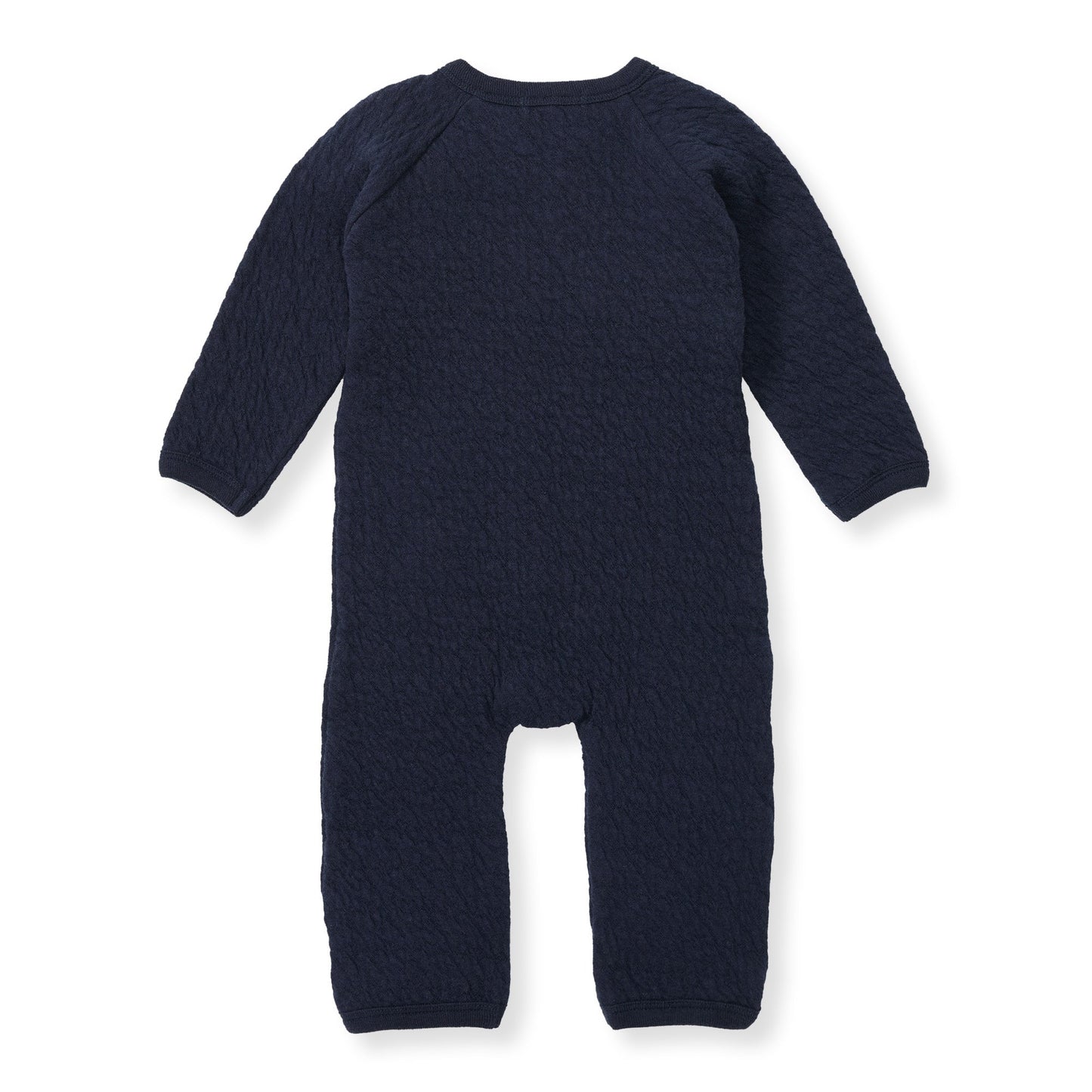 Organic Cotton Quilted Bee Wrap-Front Baby Jumpsuit - Midnight