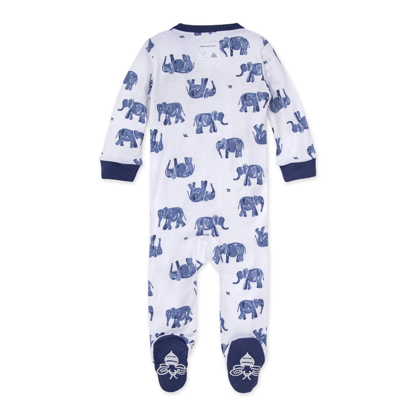 Wandering Elephants Organic Baby Zip Front Loose Fit Footed Pajamas