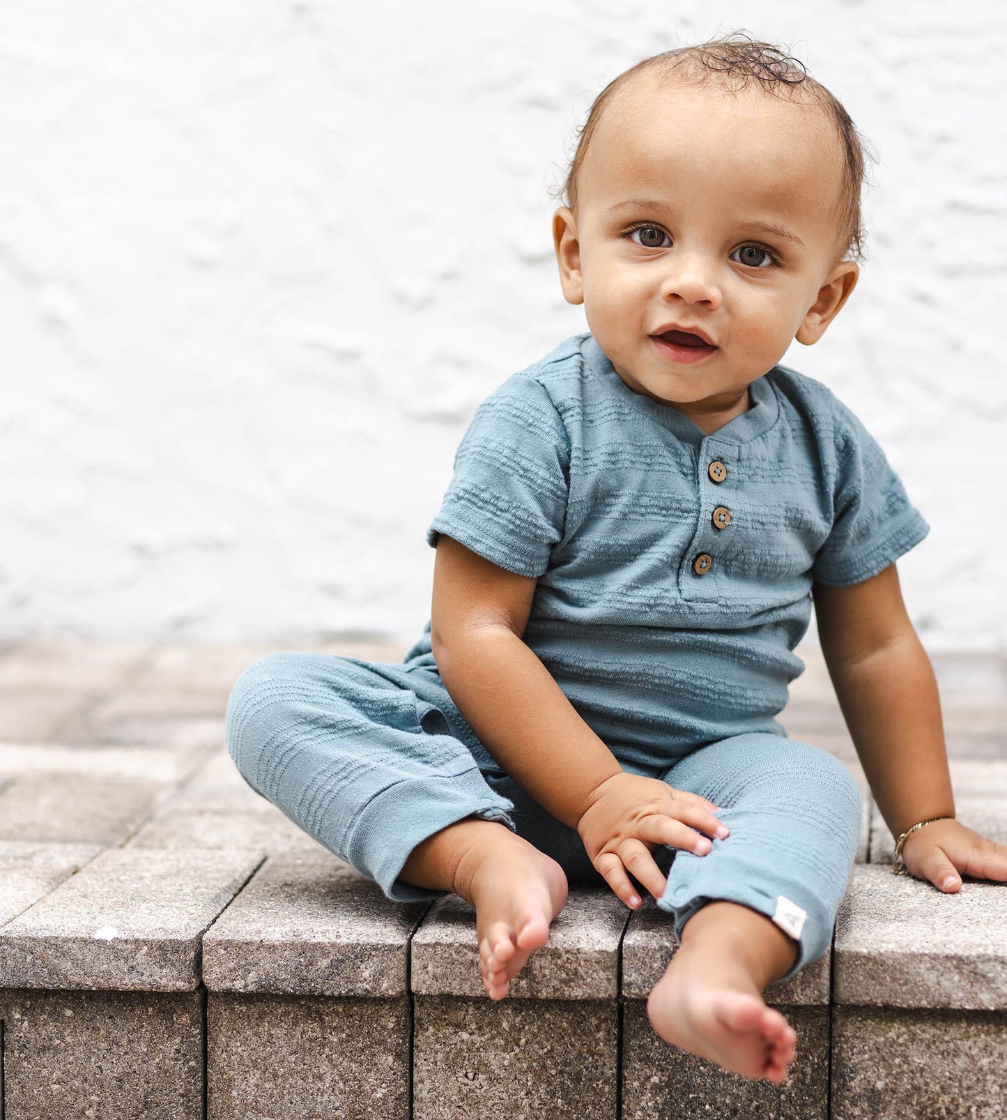 Organic Dotted Jacquard Baby Boy Jumpsuit