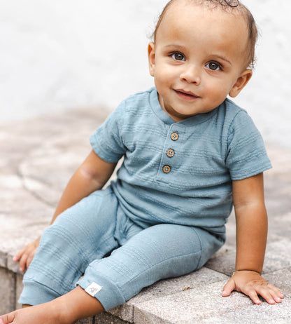 Organic Dotted Jacquard Baby Boy Jumpsuit