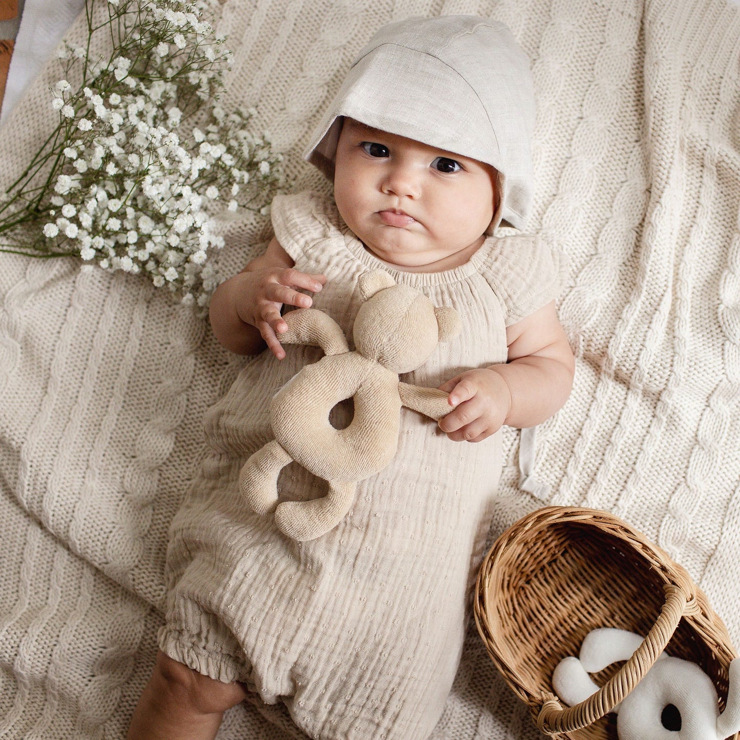 Dotted Muslin Organic Baby Girl Bubble Romper