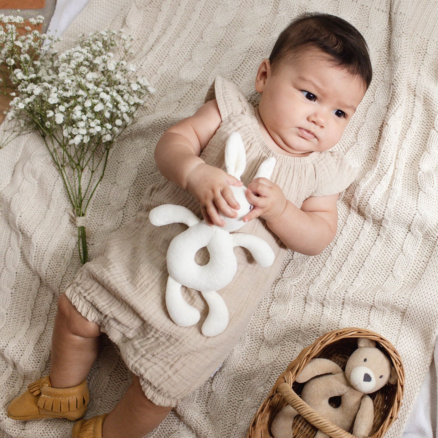 Dotted Muslin Organic Baby Girl Bubble Romper