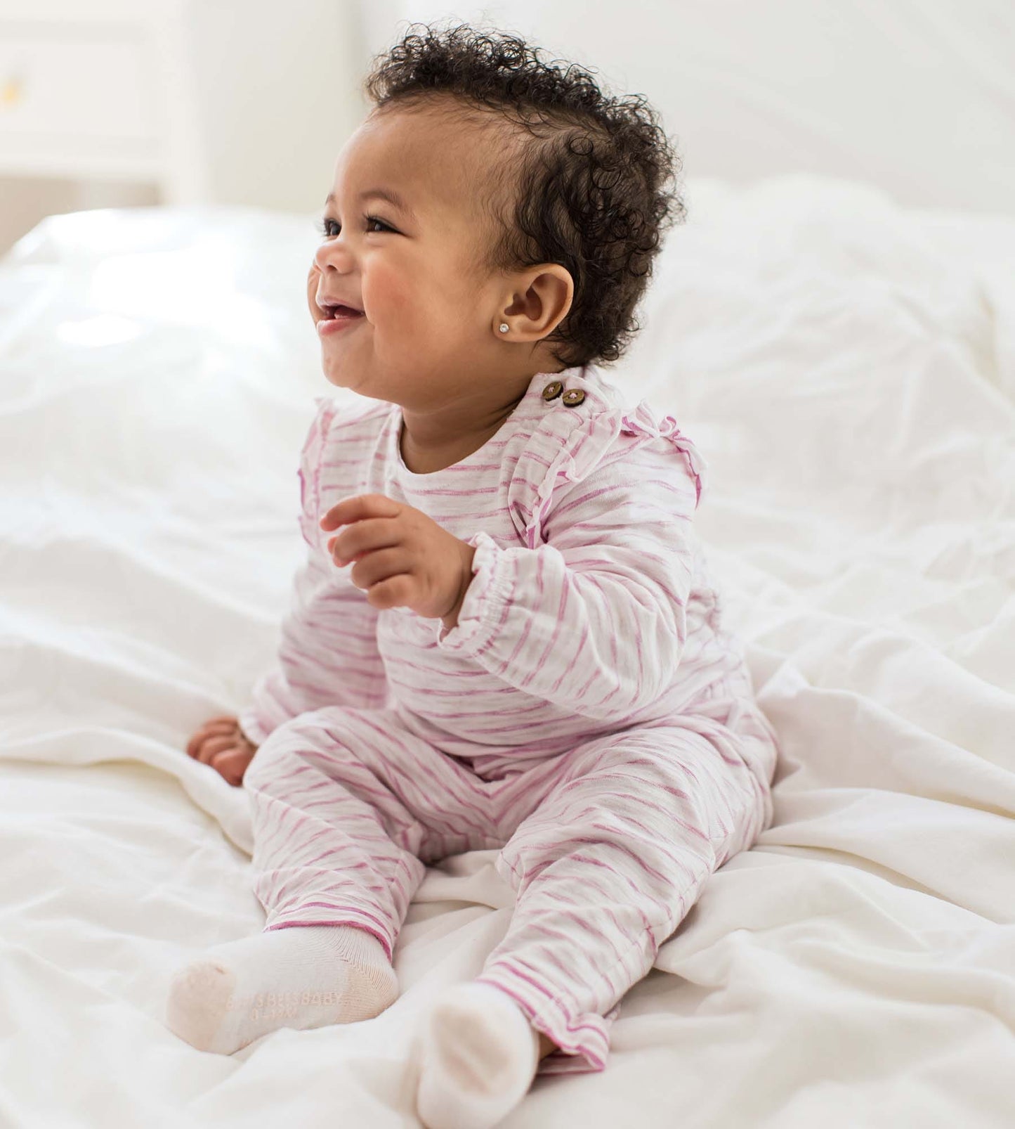 Slub Stripe Baby Girl Bodysuit Set