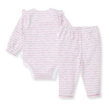 Slub Stripe Baby Girl Bodysuit Set