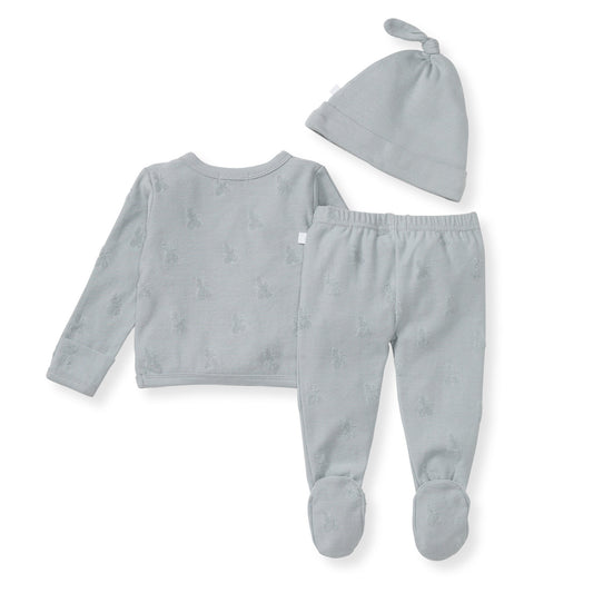 Organic Raised Terry Bee Take Me Home 3 Piece Set - Quarry