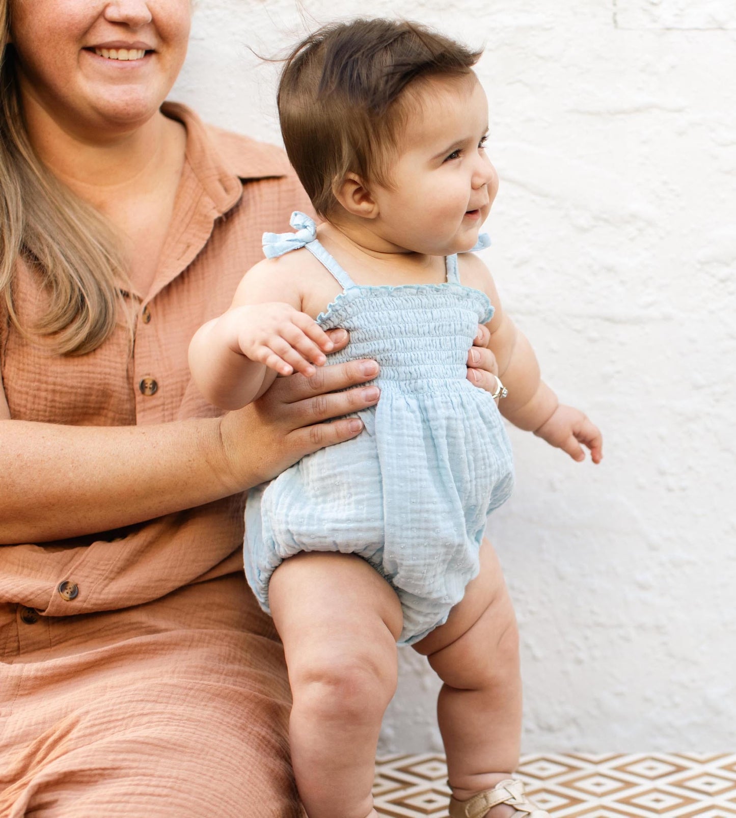 Dotted Muslin Organic Baby Girl Romper