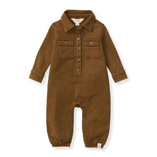 Button Down Organic Cotton Jumpsuit - Hunter