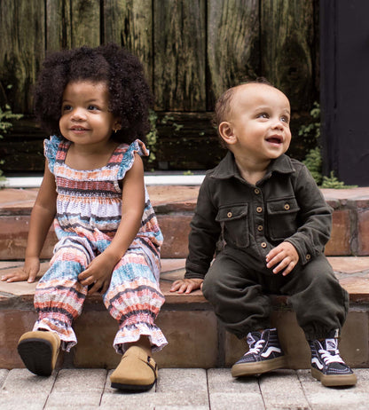 Button Down Organic Cotton Jumpsuit - Shadow