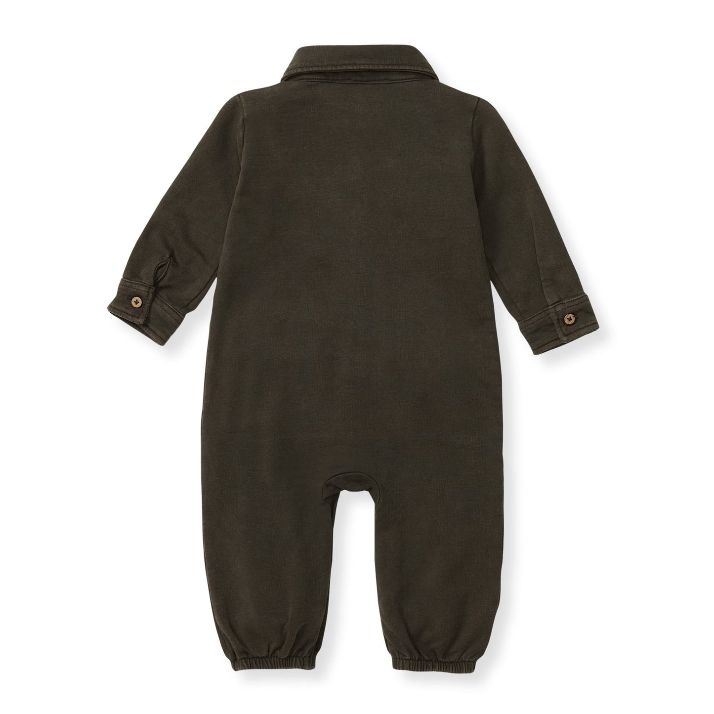 Button Down Organic Cotton Jumpsuit - Shadow