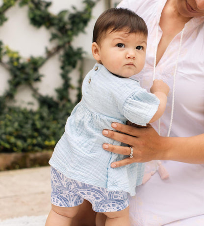 Dotted Muslin Organic Cotton Girl Top & Shorts Set