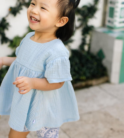 Dotted Muslin Organic Cotton Girl Top & Shorts Set