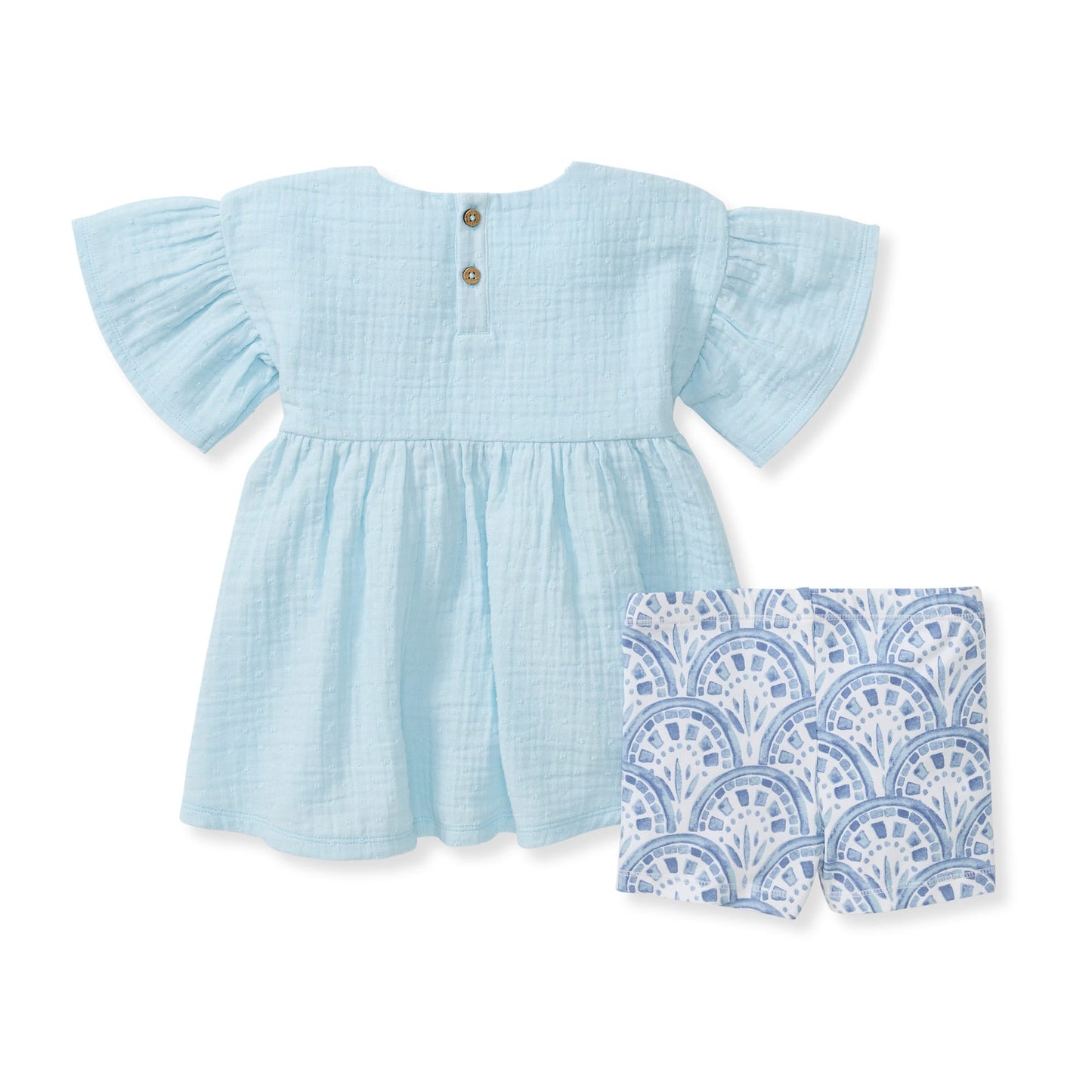 Dotted Muslin Organic Cotton Girl Top & Shorts Set