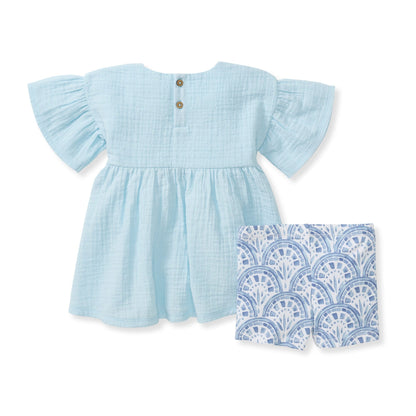 Dotted Muslin Organic Cotton Girl Top & Shorts Set