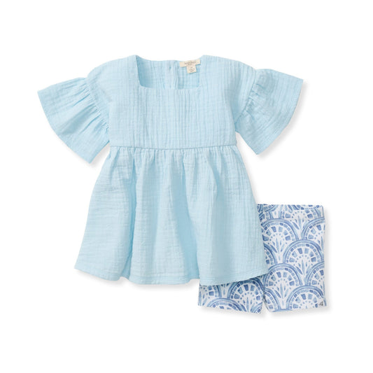 Dotted Muslin Organic Cotton Girl Top & Shorts Set