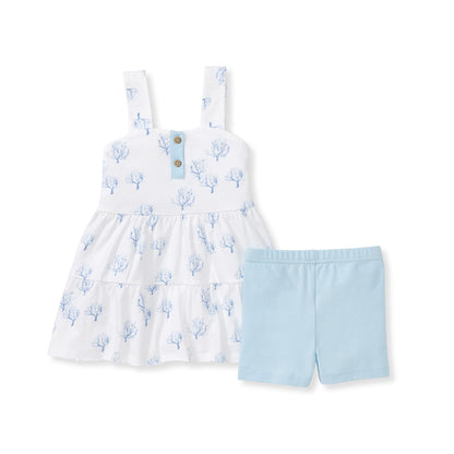 Coral Organic Cotton Girl Tunic & Shorts Set