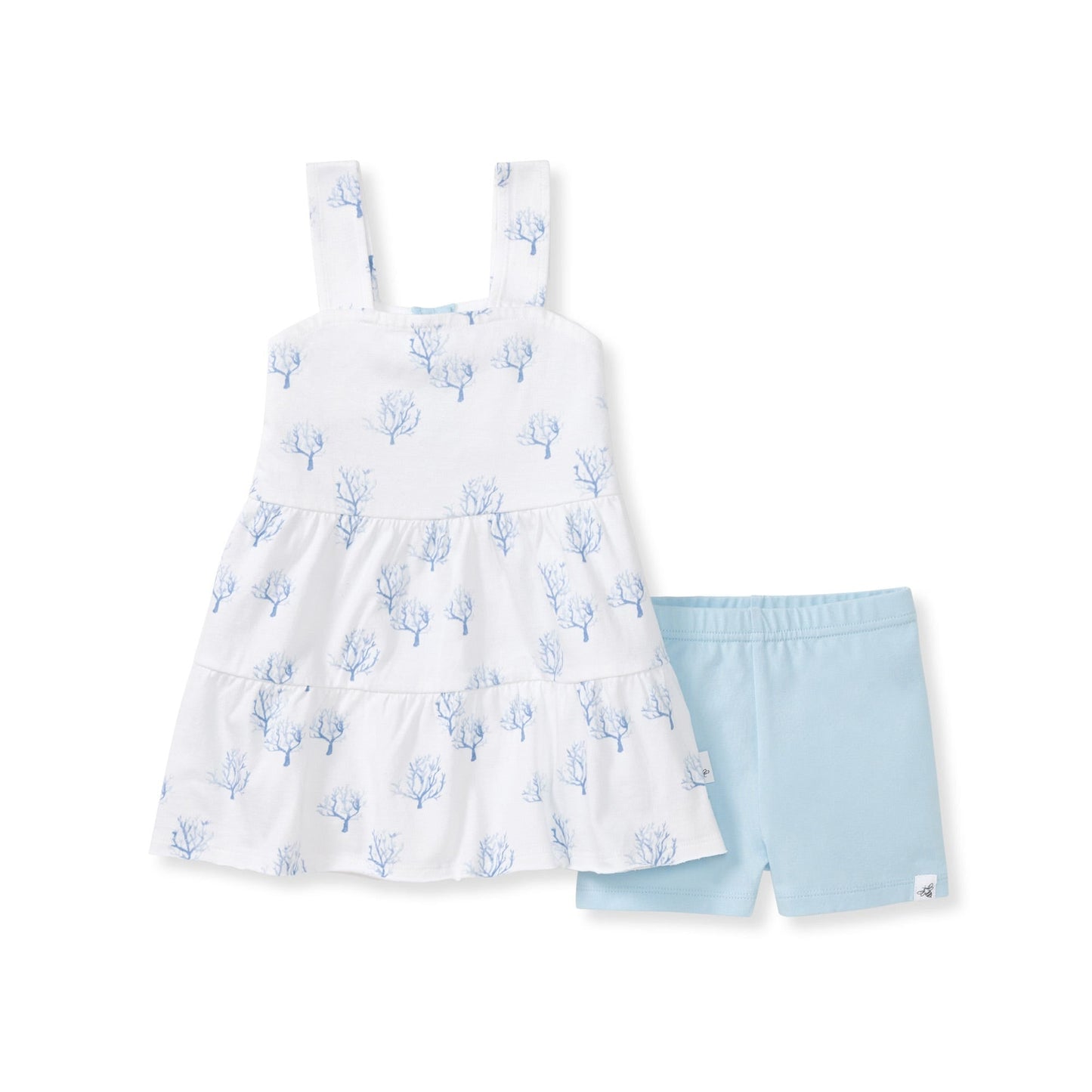 Coral Organic Cotton Girl Tunic & Shorts Set