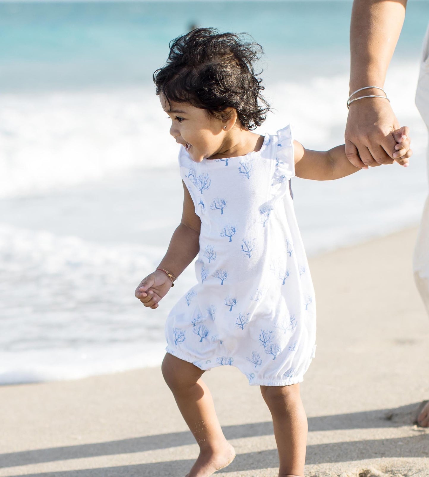 Coral Organic Baby Girl Romper