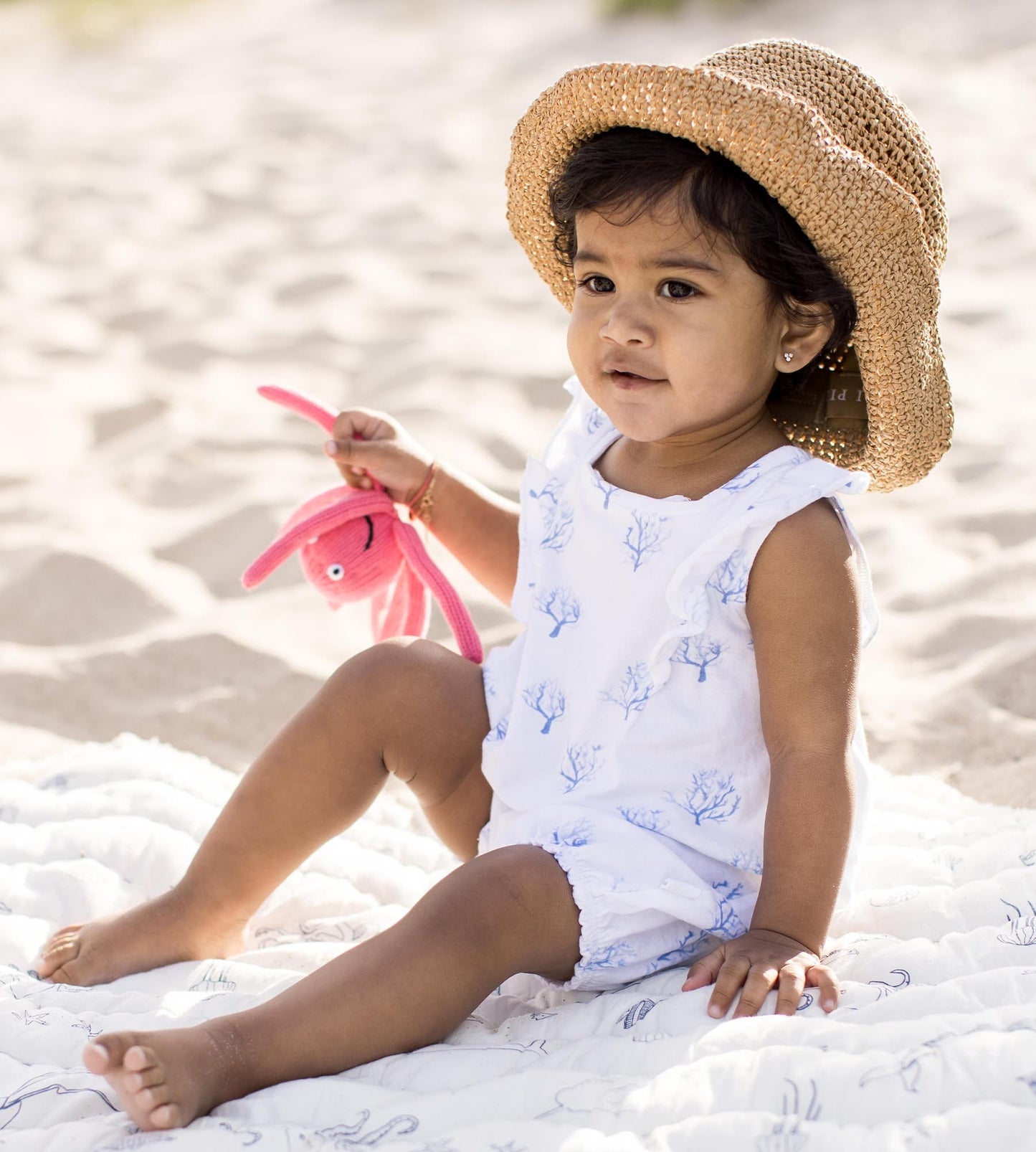 Coral Organic Baby Girl Romper